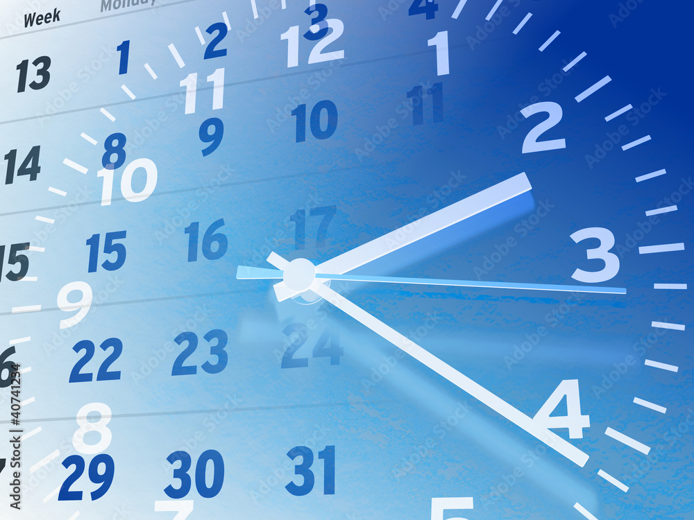 Kalender und Uhr, blau Stock-Illustration | Adobe Stock