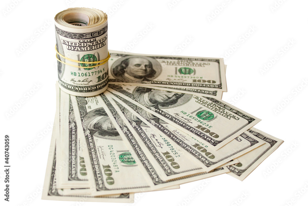 Rolled money cutout on a background dollars. Rolled money cutout on a background dollars.