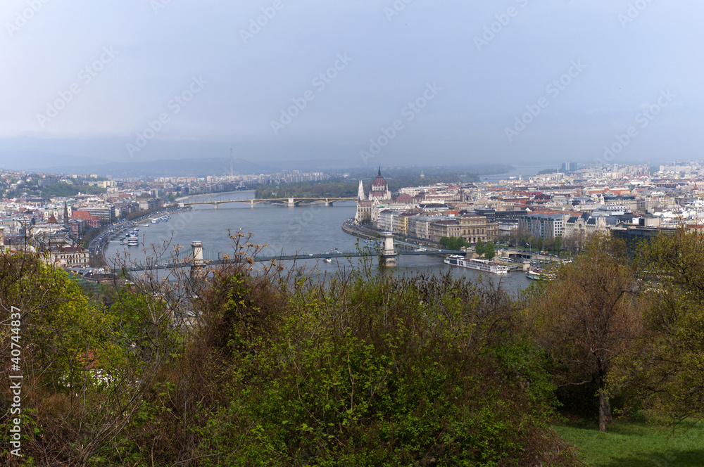 View of Budapest from the top of the citadel in  Hungary