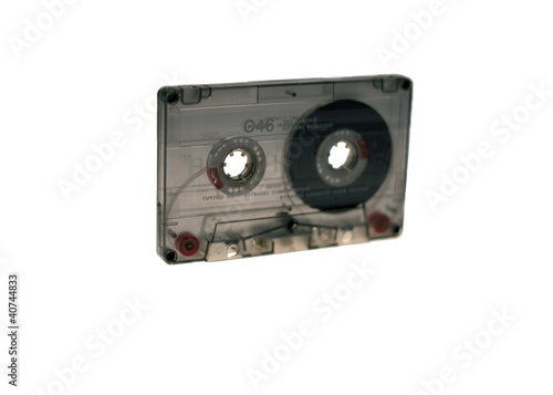Magnetic ribbon tape. Retro music device on white background