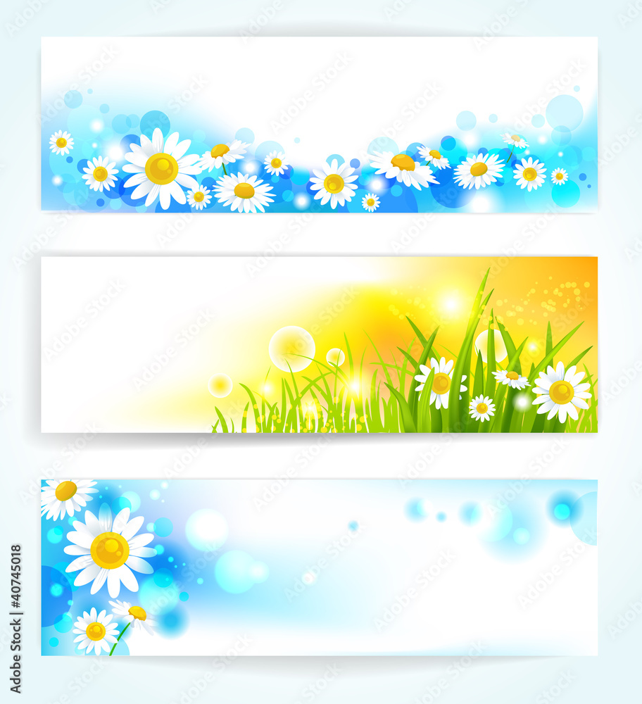 Set of positive floral banners
