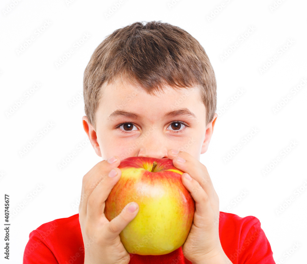 Little boy with apple. Little boy with apple.