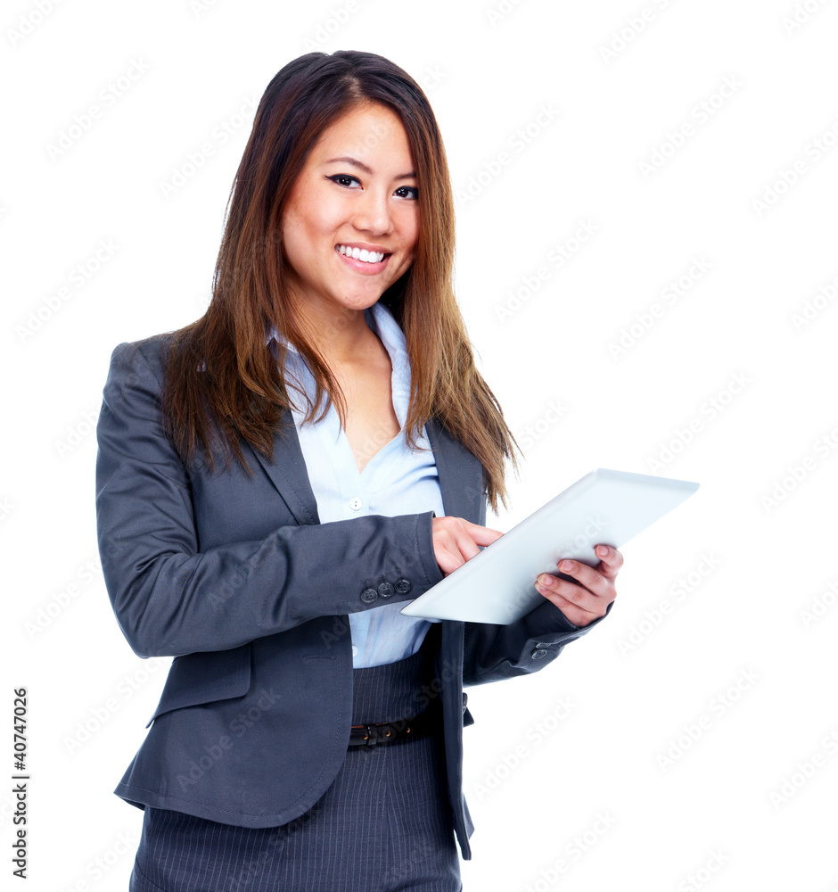Asian business woman with tablet computer. Asian business woman with tablet computer.