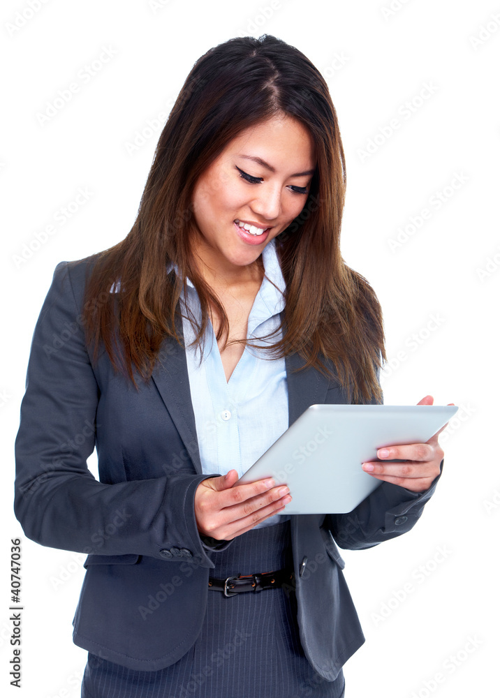 Asian business woman with tablet computer. Asian business woman with tablet computer.