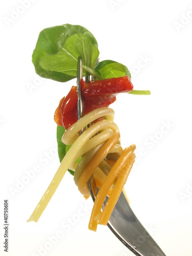 Spaghetti on a fork, isolated