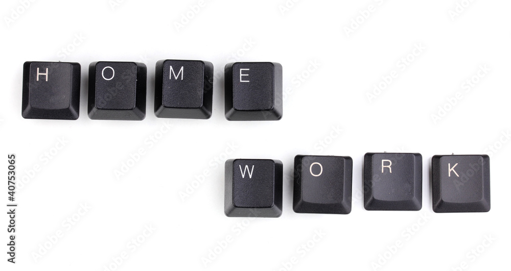 Keyboard keys saying home work isolated on white Keyboard keys saying home work isolated on white