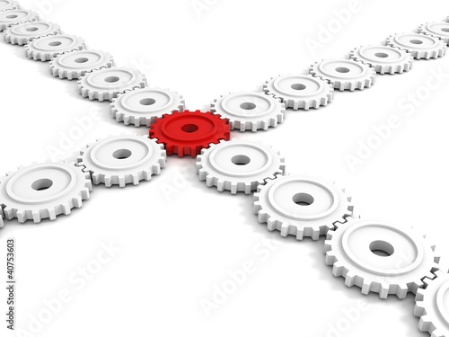 Red connection gear as busi...