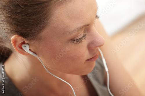 woman enjoying some music