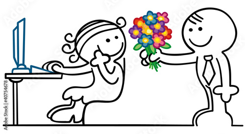 figur flirtet bei der arbeit