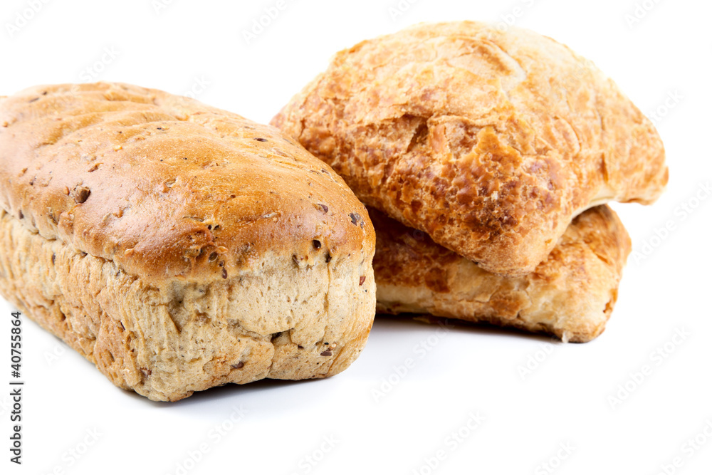 Bread and rolls isolated on a white Bread and rolls isolated on a white