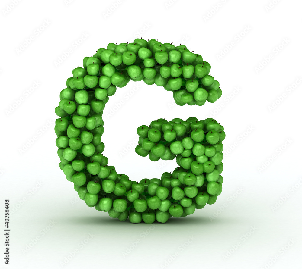 Letter G, alphabet of green apples Letter G, alphabet of green apples