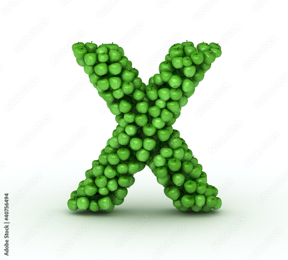 Letter X, alphabet of green apples Letter X, alphabet of green apples