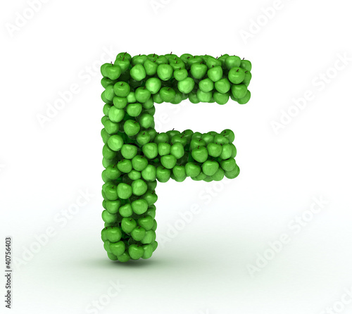 Letter F, alphabet of green apples