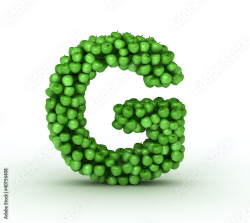 Letter G, alphabet of green apples