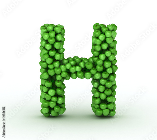 Letter H, alphabet of green apples