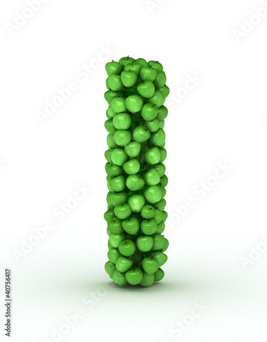 Letter I, alphabet of green apples