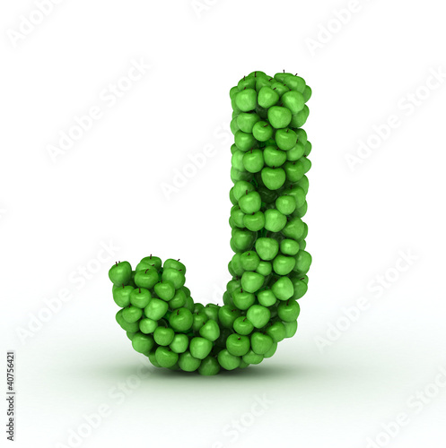 Letter J, alphabet of green apples