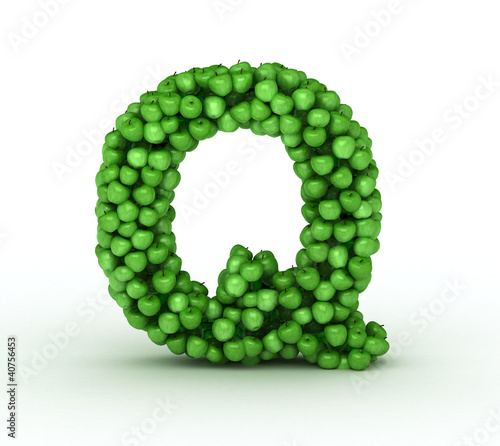 Letter Q, alphabet of green apples