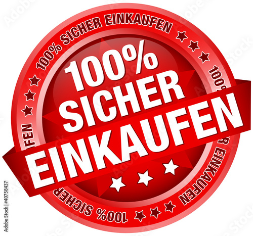 Button Banner "100% Sicher einkaufen" rot