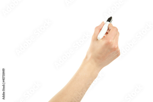 Female hand writing with marker