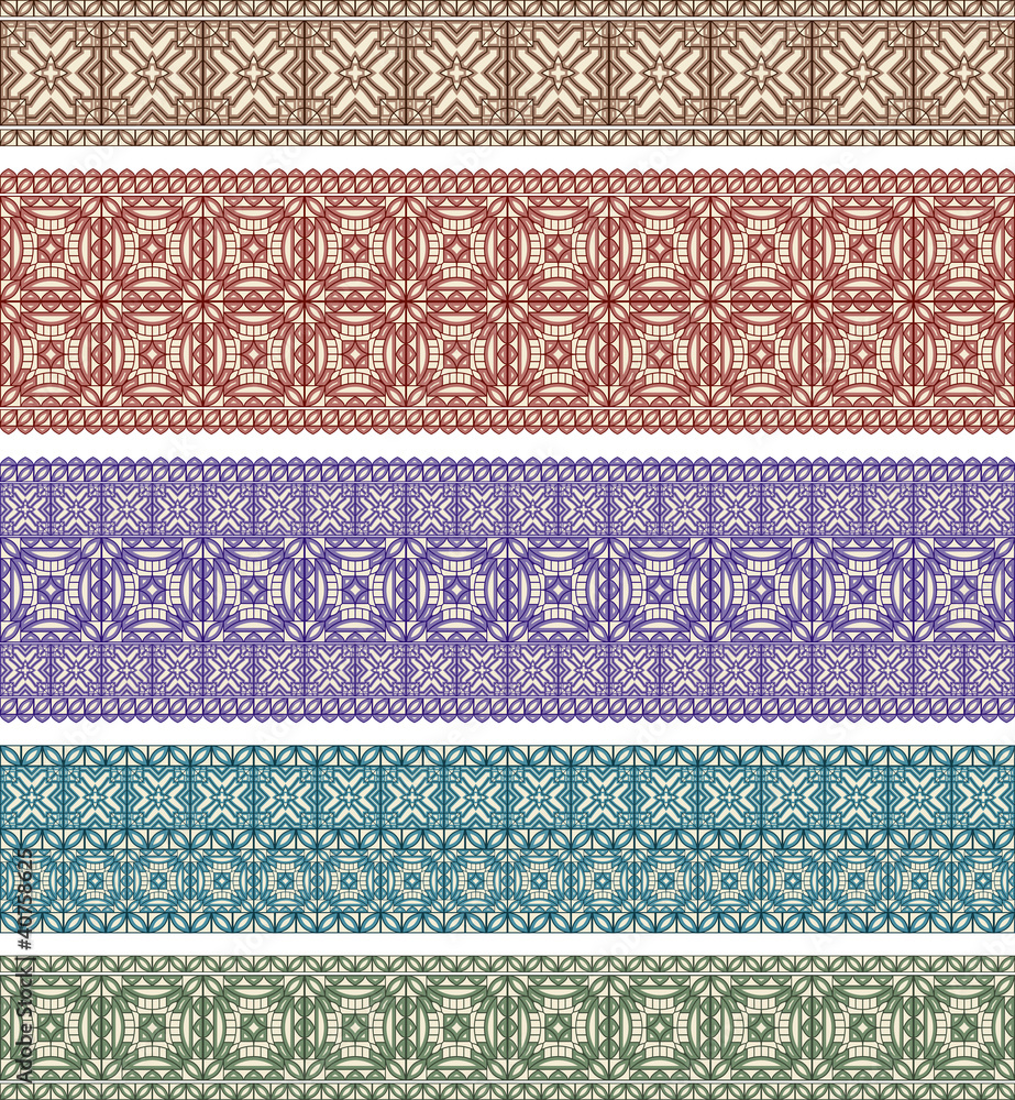set of five astern style seamless borders set of five astern style seamless borders