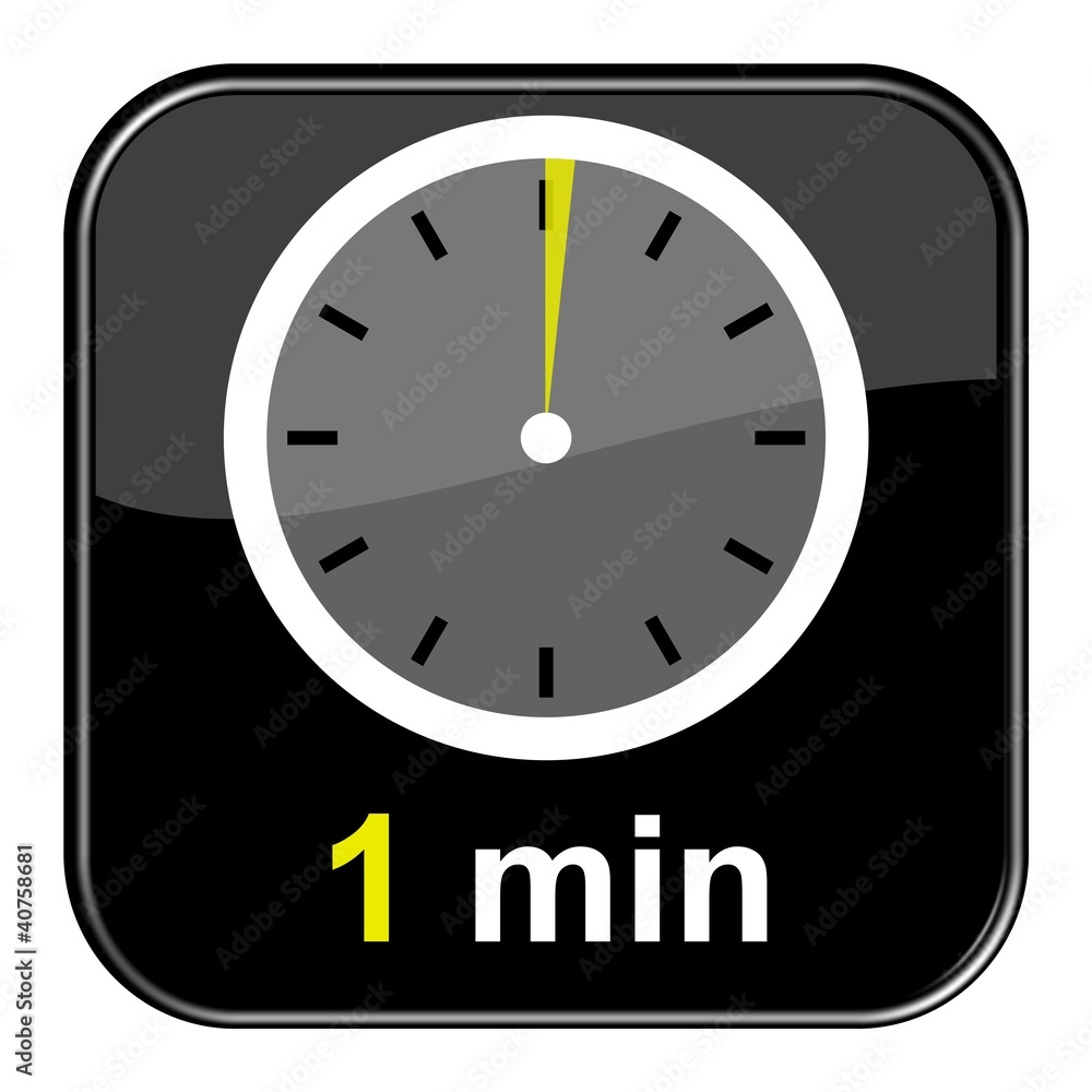 Glossy Button schwarz - Uhr: 1 Minute Glossy Button schwarz - Uhr: 1 Minute