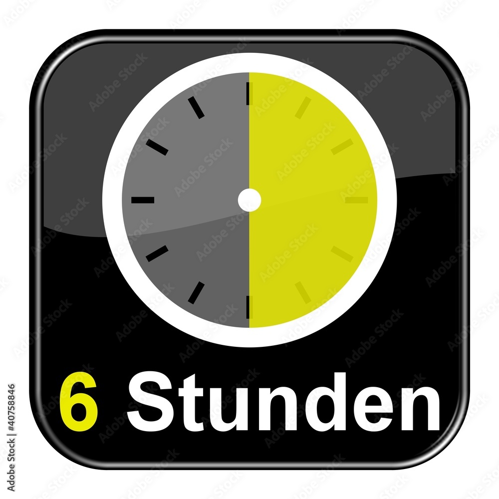 Glossy Button schwarz Uhr 6 Stunden StockIllustration Adobe Stock