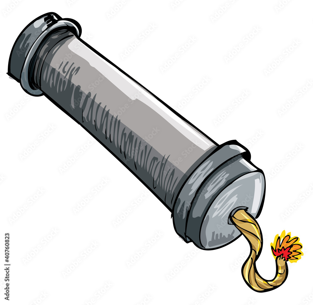 Cartoon pipe bomb with lit fuse Stock Vector | Adobe Stock