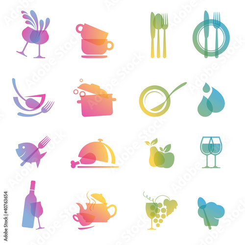 Set of food and drink icons for restaurants