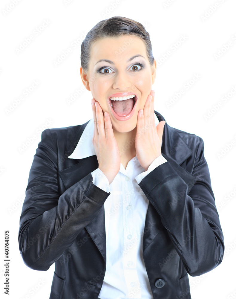 Beautiful business , very happy. Isolated on a white Beautiful business , very happy. Isolated on a white