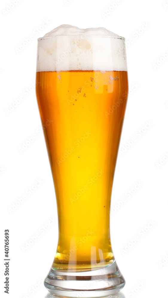 Glass of beer with isolated on white Glass of beer with isolated on white