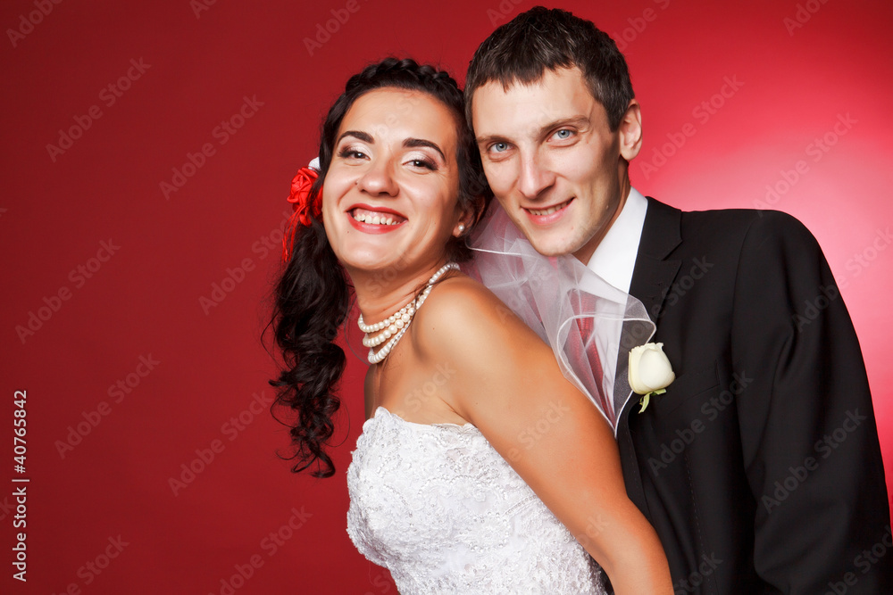 Happy bride and groom