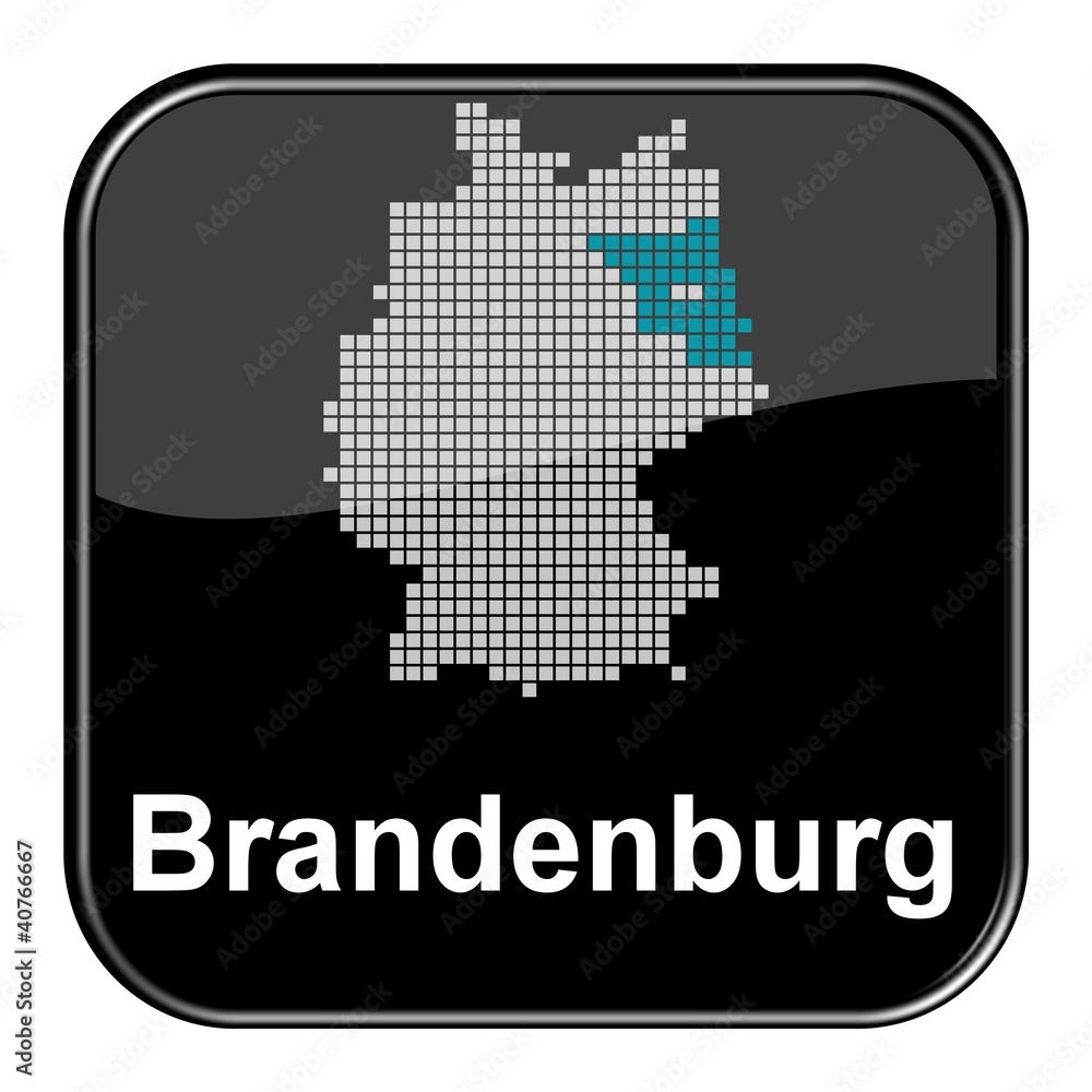 Glossy Button schwarz - Deutschlandkarte: Bundesland Brandenburg