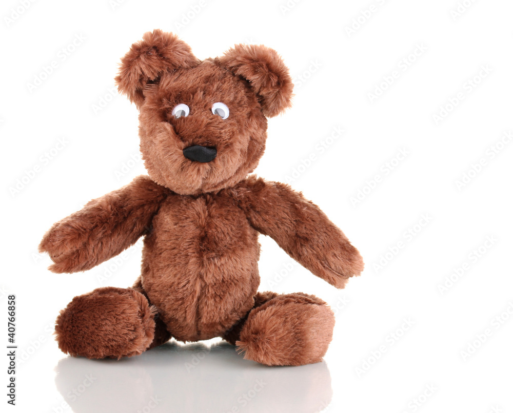 Obraz premium Sitting bear toy isolated on white