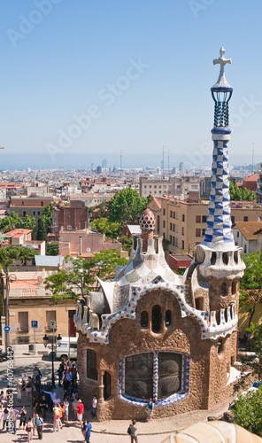 Obraz na płótnie Park Guell, view on Barcelona, Spain w salonie