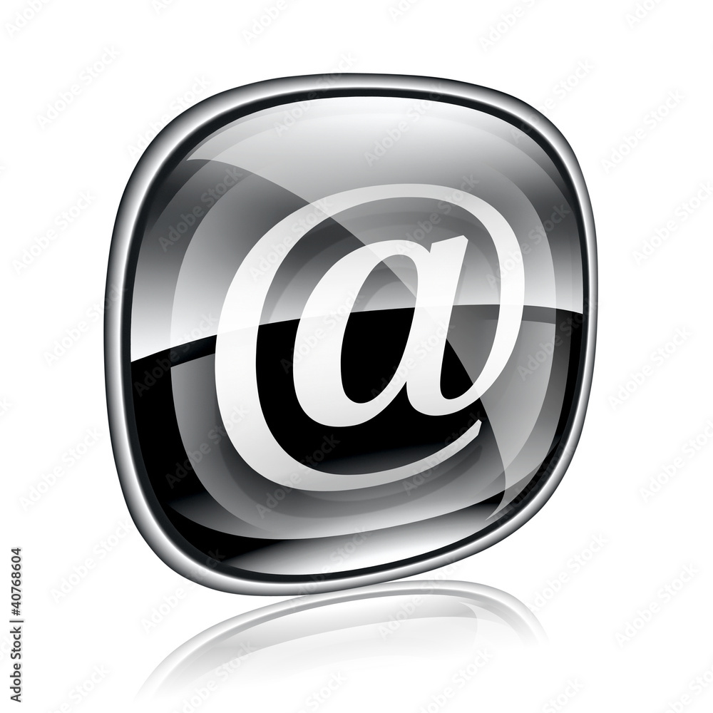 email icon black glass, isolated on white background. email icon black glass, isolated on white background.
