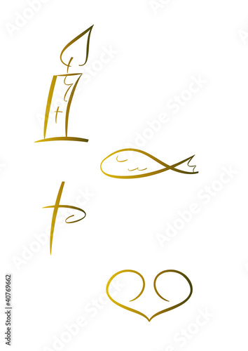 Goldene Symbole für Religion, Feste, Feiertage, ...