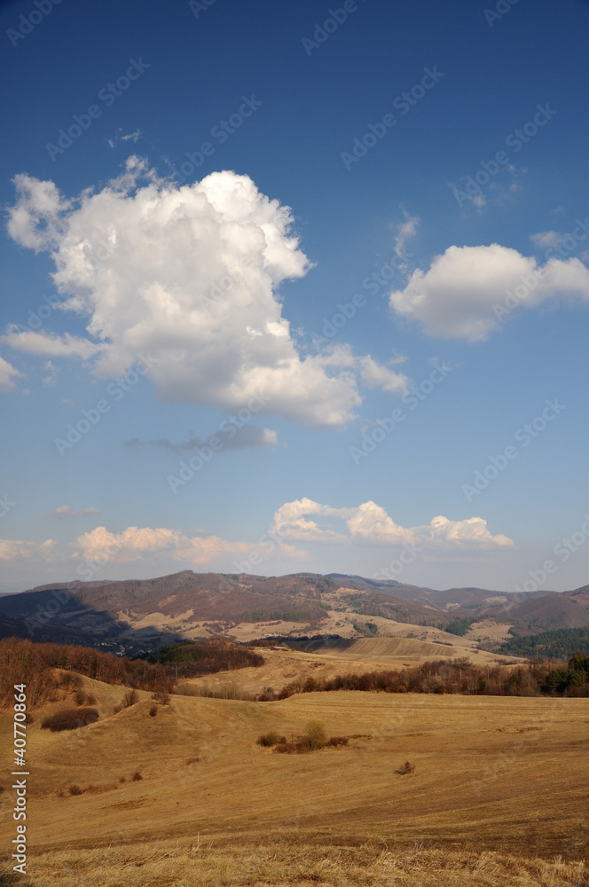 Autumn landscape with blue sky and cloud Autumn landscape with blue sky and cloud