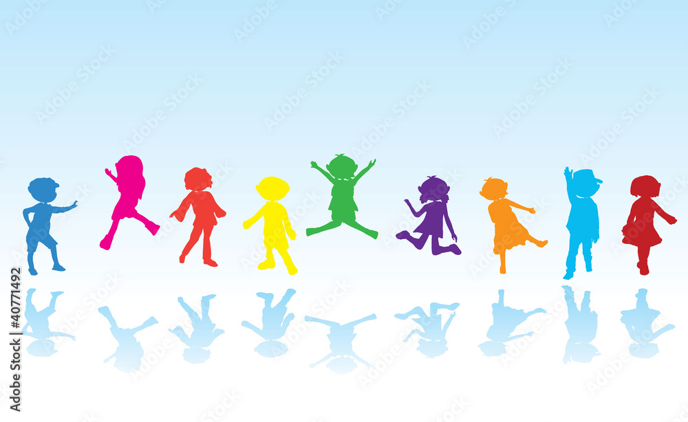 Obraz premium cartoon silhouettes children