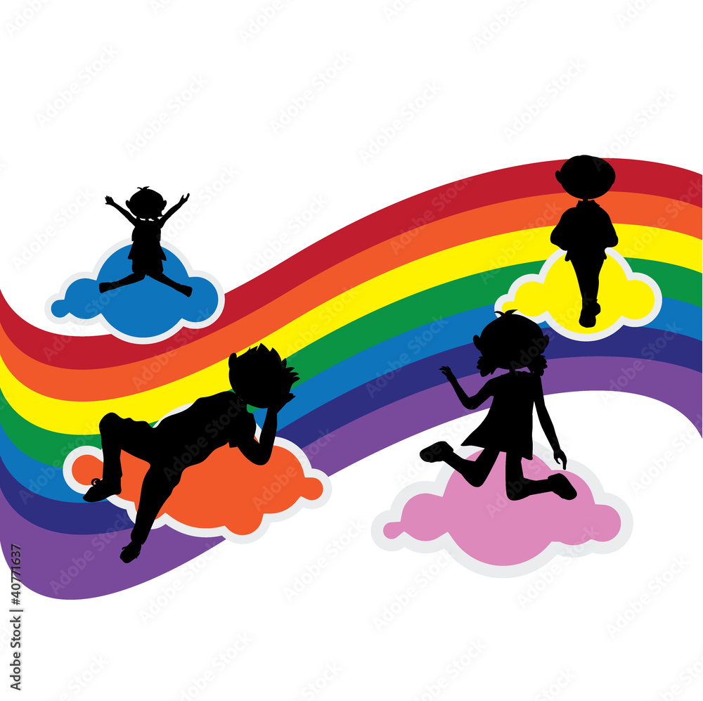 Obraz premium cartoon silhouettes children