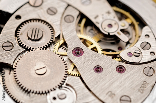 gears and mainspring in the mechanism of a pocket watch (pocketw