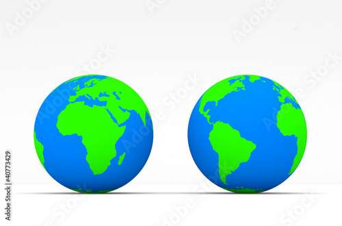 Green Globe on white background