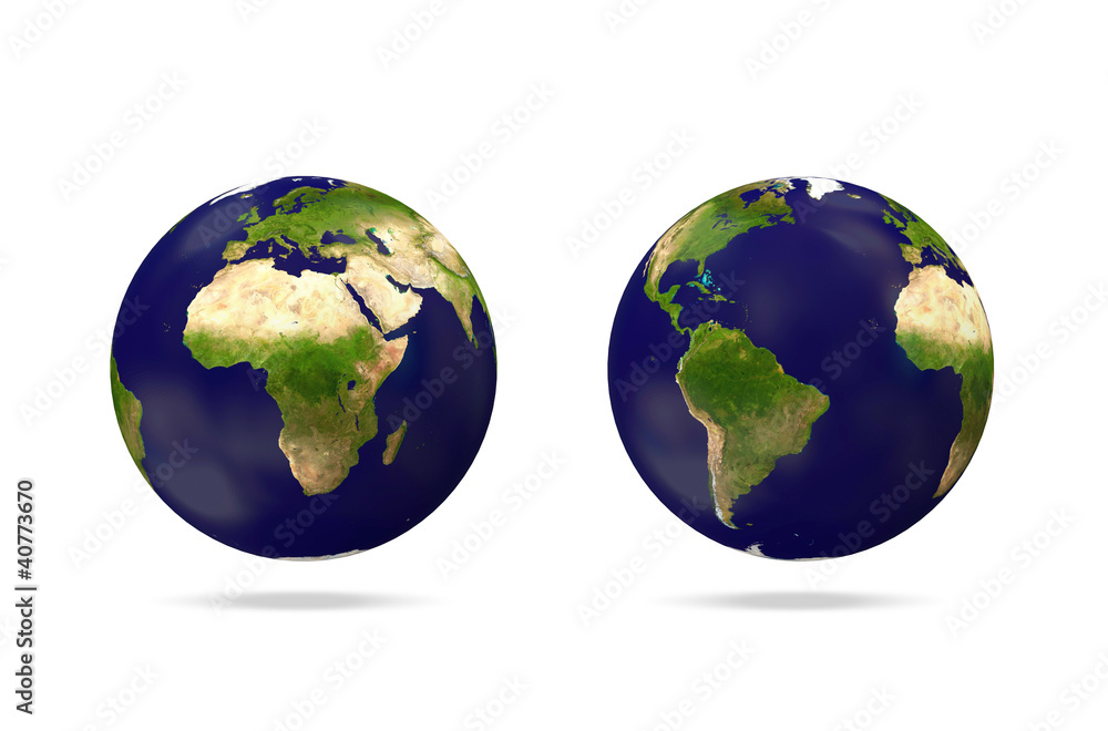 Obraz premium Miniature Earth Globe on white background
