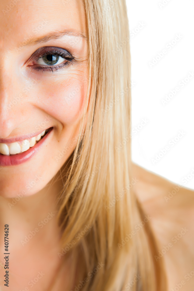 Blond woman in dress isolated on white Blond woman in dress isolated on white