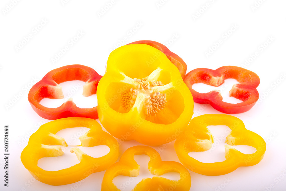 Yellow and red pepper slices Yellow and red pepper slices