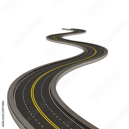 Abstract Asphalted Road isolated on white background