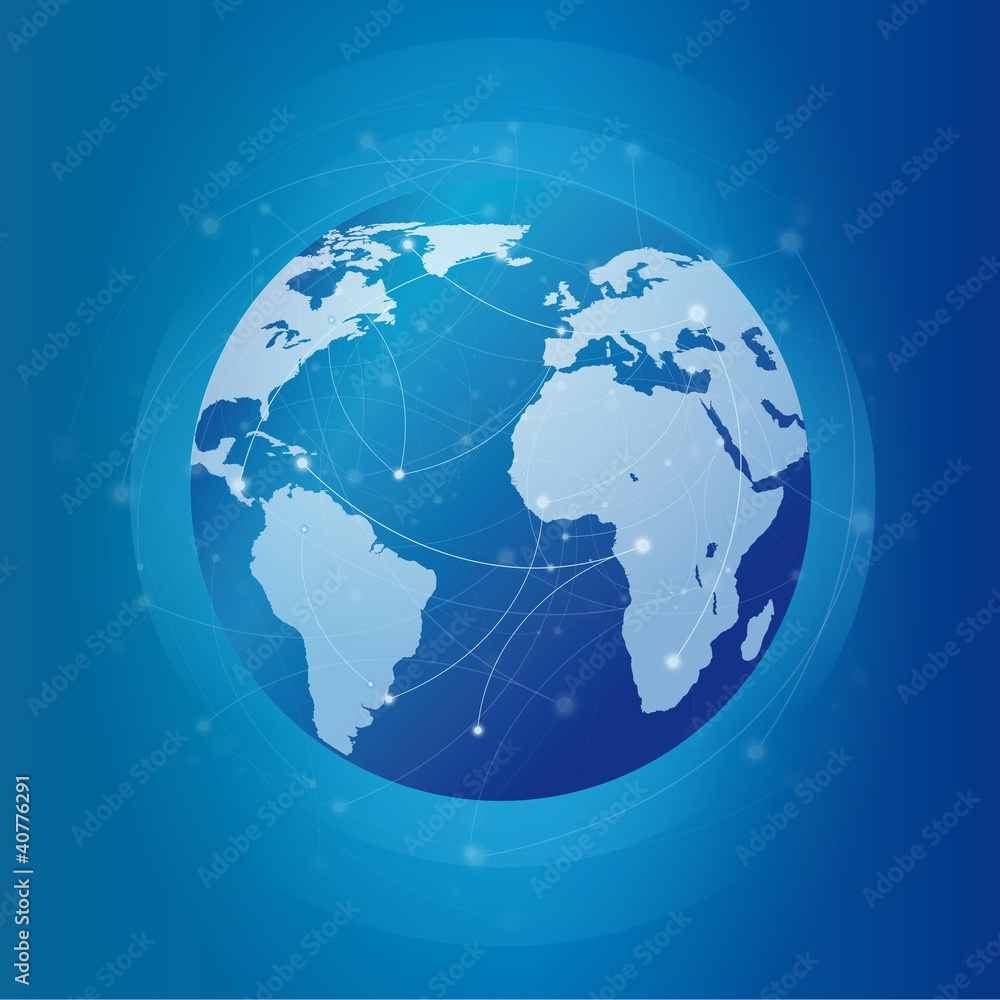 Modern globe network blue
