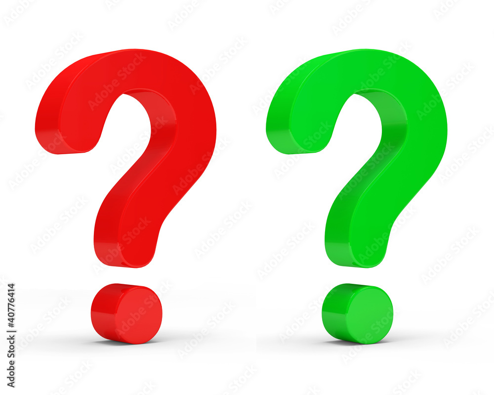 Red and Green Question Marks on white background Red and Green Question Marks on white background