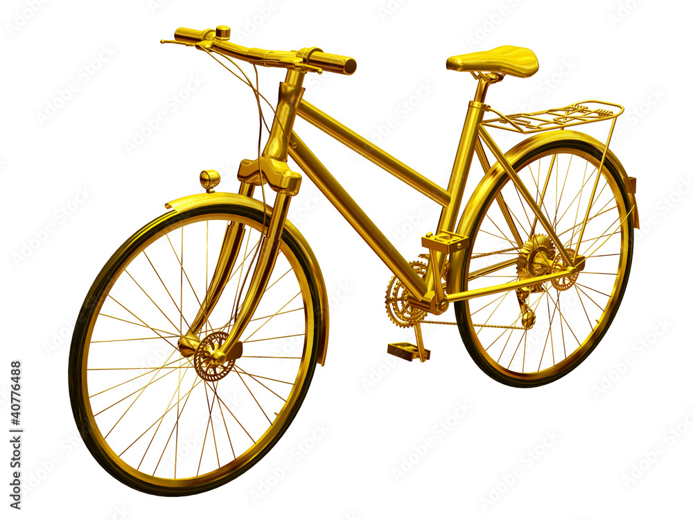 golden bicycle, goldenes Fahrrad Stock Illustration | Adobe Stock