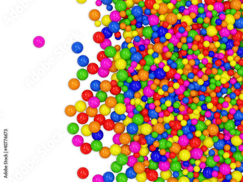 Many colored balls on white background